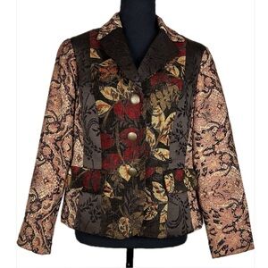 Coldwater Creek Floral Tapestry Blazer‎ Jacket Colorful Floral